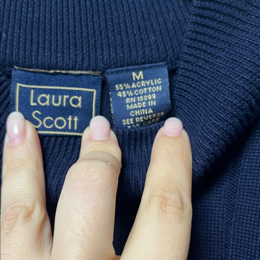 Laura Scott Dark Blue Knit Top View 4